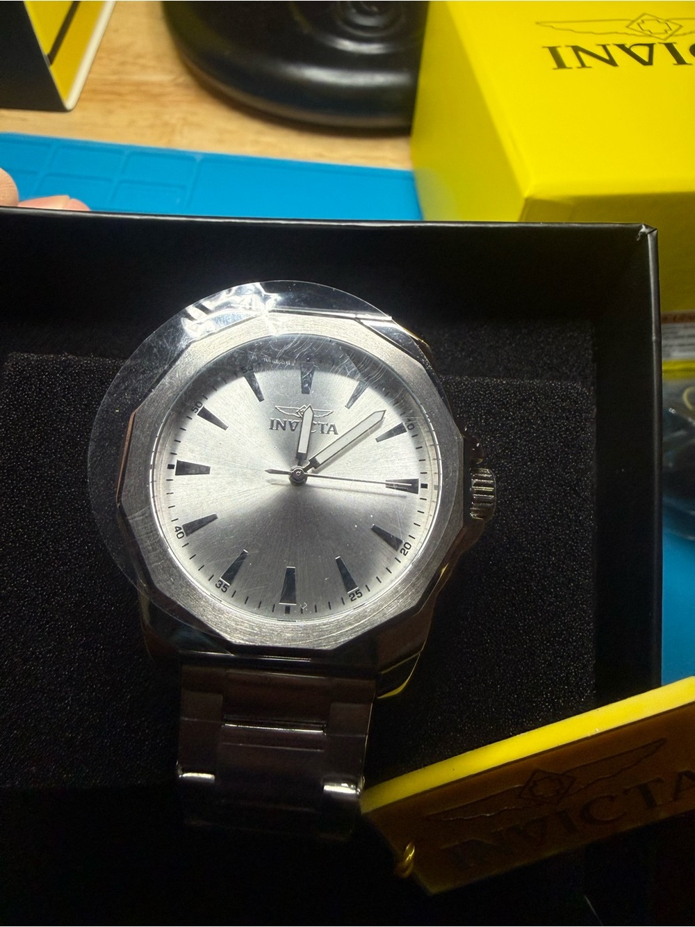 Invicta Silver Men’s Stainless Steel Bracelet Watch with Sunray Dial
